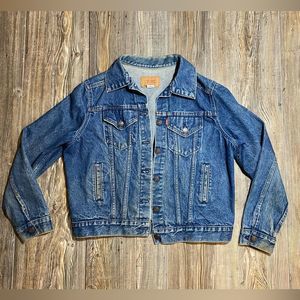 Levi’s Denim Jacket Womens Large Blue Dark Wash Classic Trucker Pocket